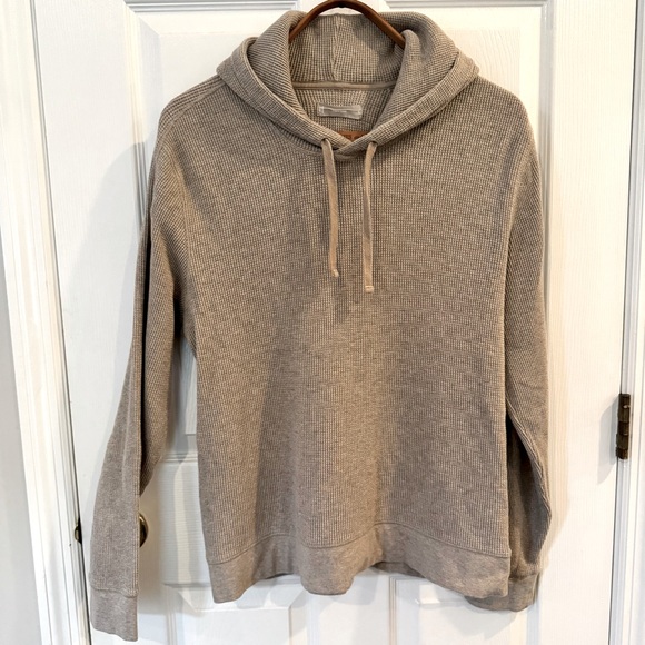Everlane Organic Cotton Waffle Knit Hoodie Taupe Beige Large - Picture 1 of 4